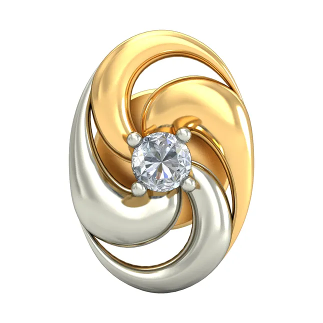 Blossom - Real Diamond Two Tone Solitaire Earring (ER183)