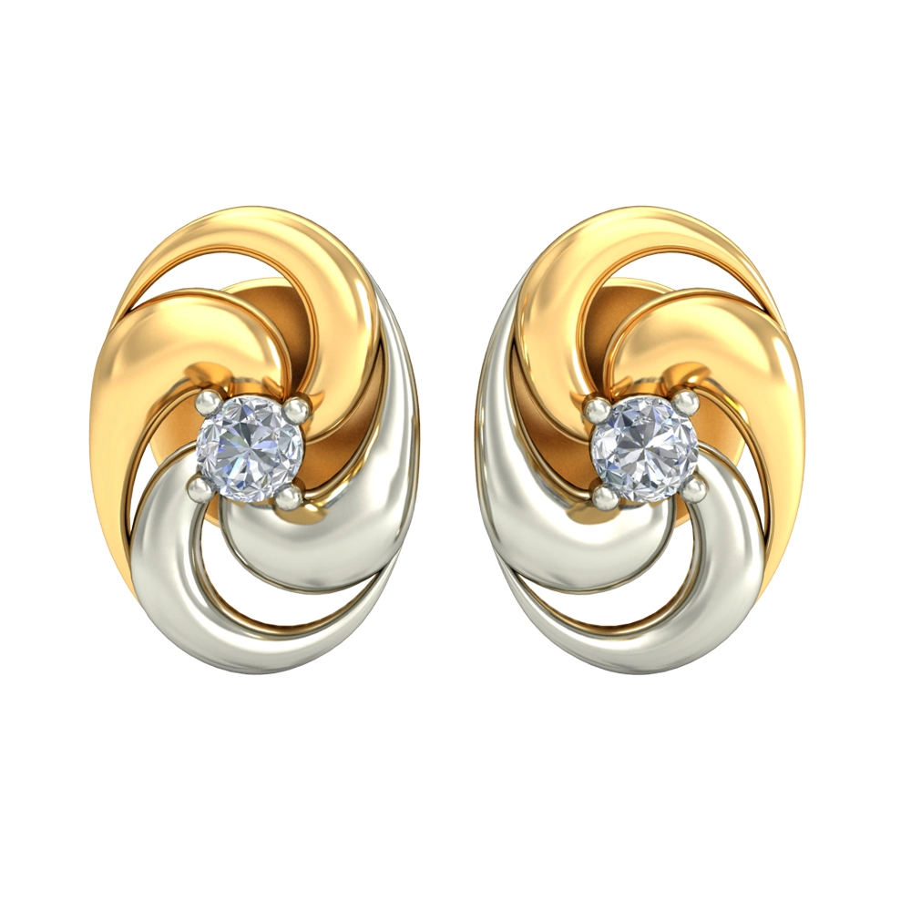Twirl Delight -Diamond & 18k Gold Earrings -Solitaire Earrings