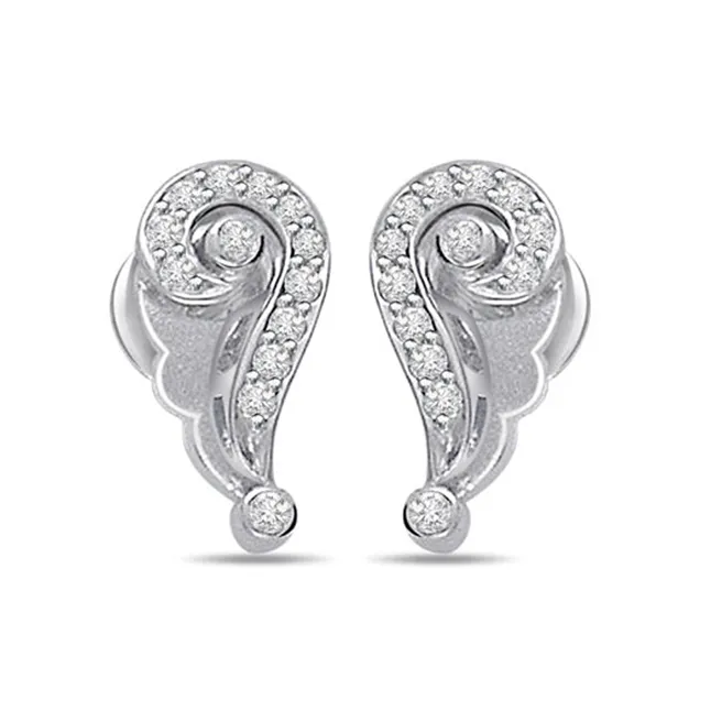 Circular Twist 0.15ct Diamond 14kt Gold Earrings -Designer Earrings