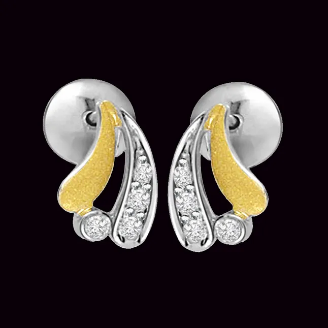 Princess Royale Two Tone Diamond Earrings -Two Tone Earrings