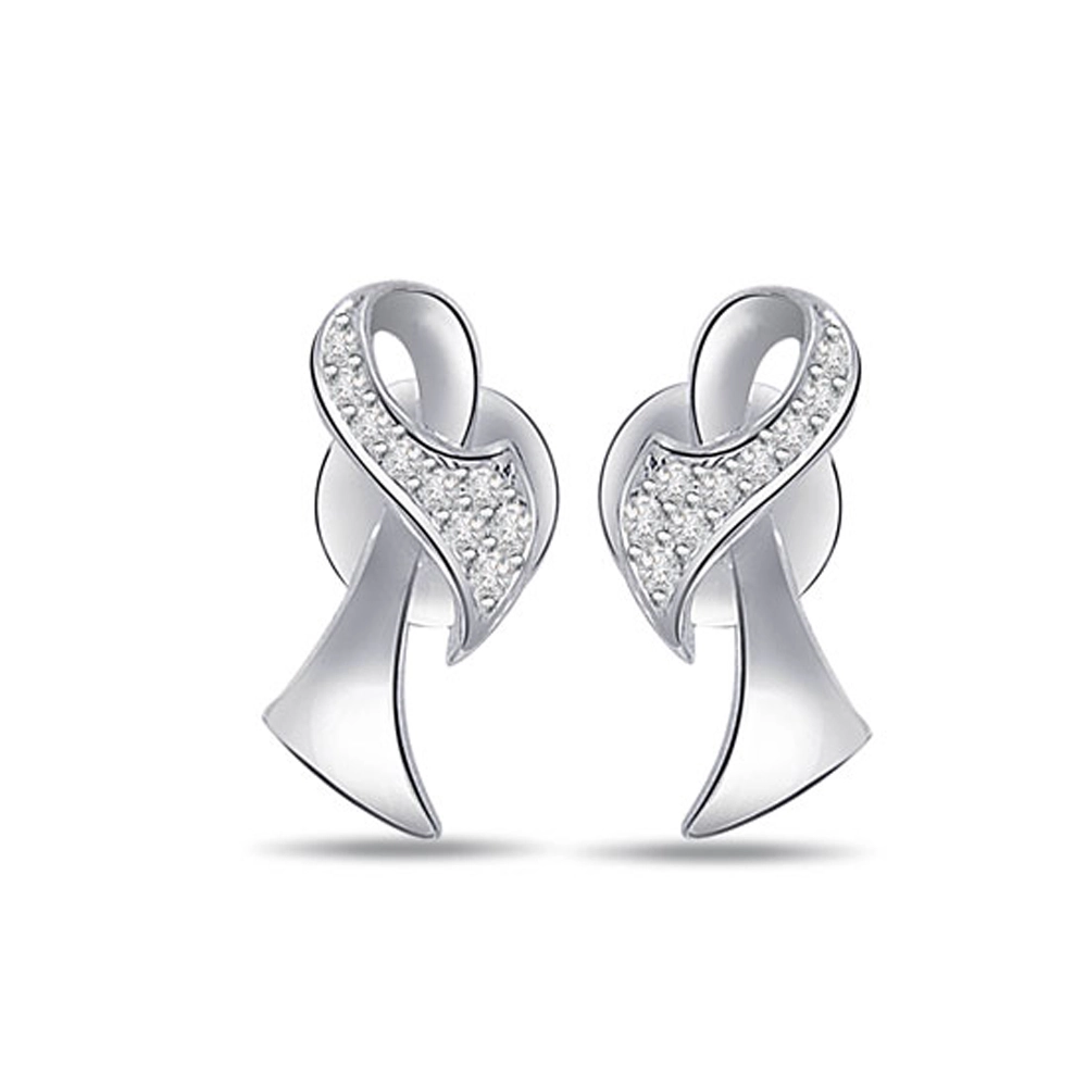 Golden Love Real Diamond Earrings in 14kt White gold -Designer Earrings