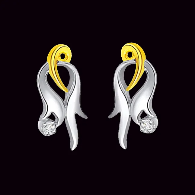 Mysterious Girl Two Tone Real Diamond Earrings