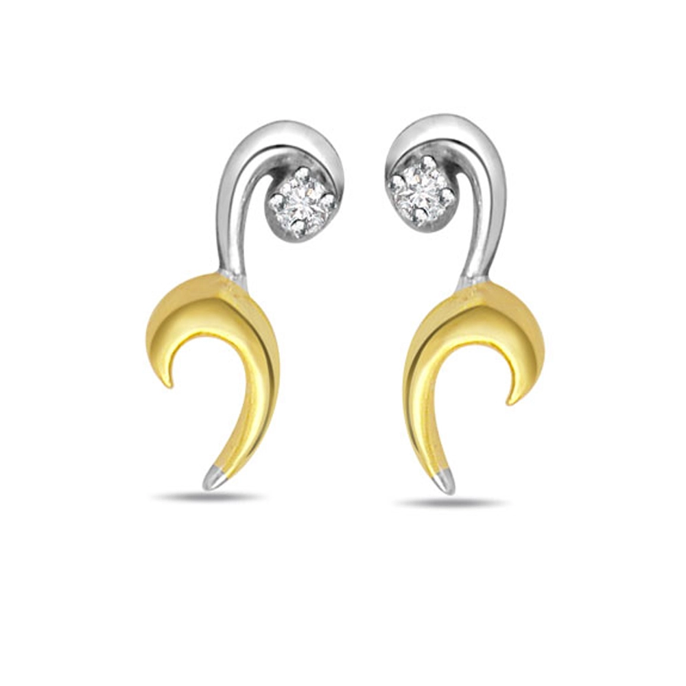 Two Tone Solitaire Earrings -Er 195