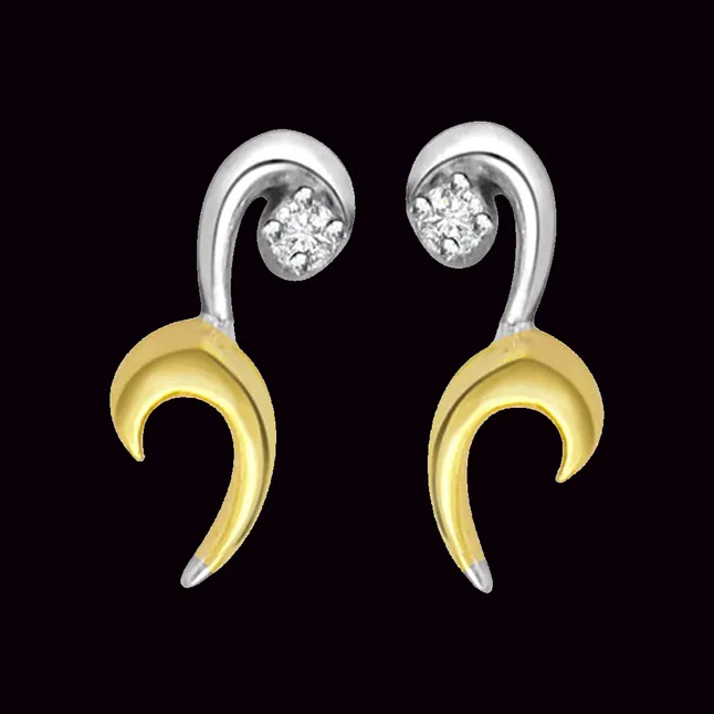 Two Tone Solitaire Earrings (ER195)