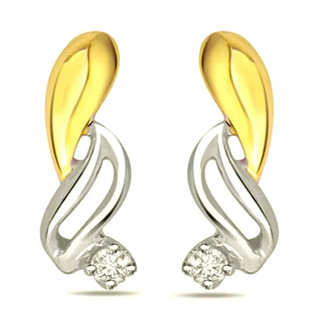 Sunshine 0.14 cts Tow -Tone Diamond Earrings -Designer Earrings