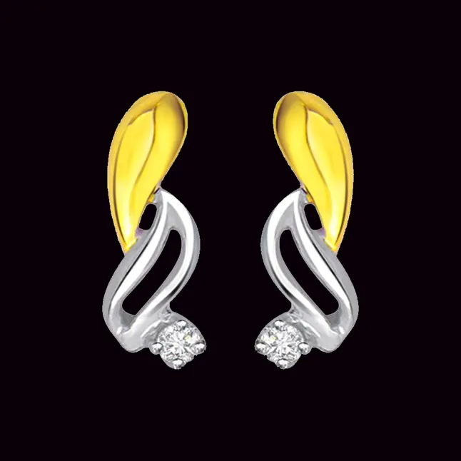 Sunshine 0.14 cts Tow -Tone Diamond Earrings -Designer Earrings