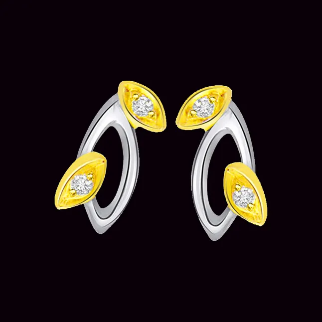 Sparkling Diamonds Two Tone Earirngs