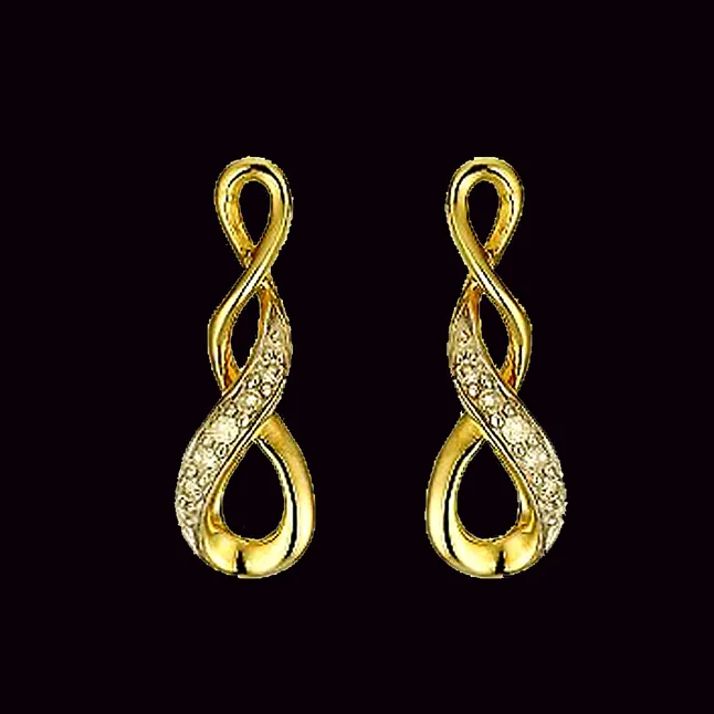 Golden Twirl 0.15cts Diamond Hangings Earring (ER200)