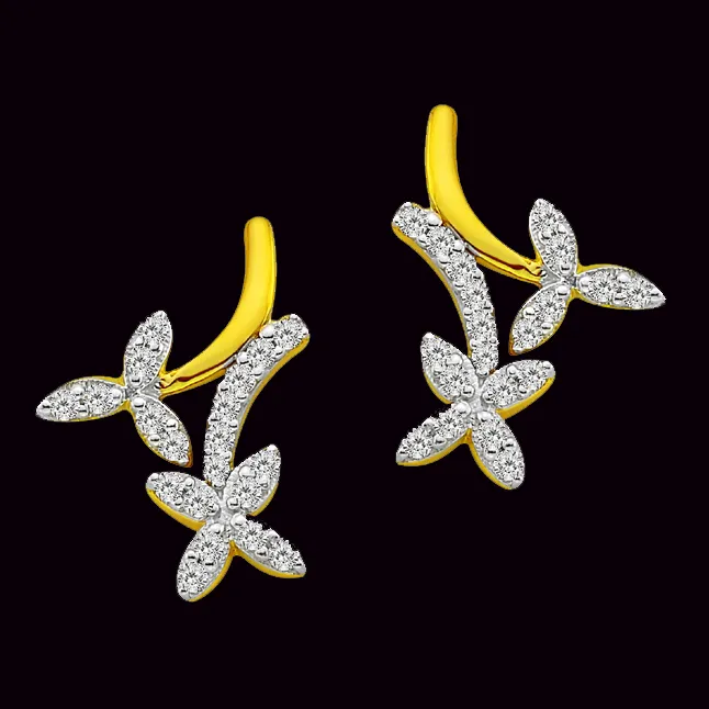 Hanging Flower Trendy 0.20ct Diamond Earrings -Designer Earrings