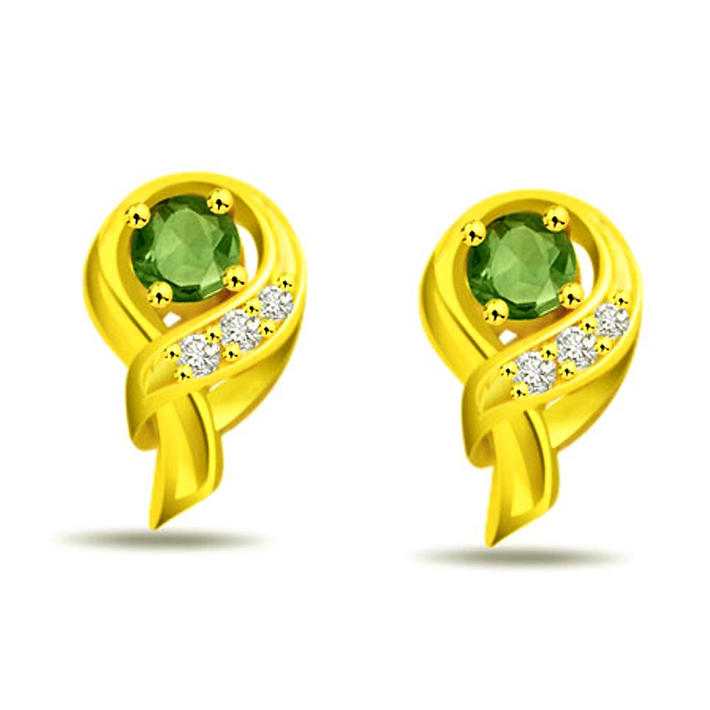 Green Dazzler's Diamond & Emerald Earrings -Designer Earrings