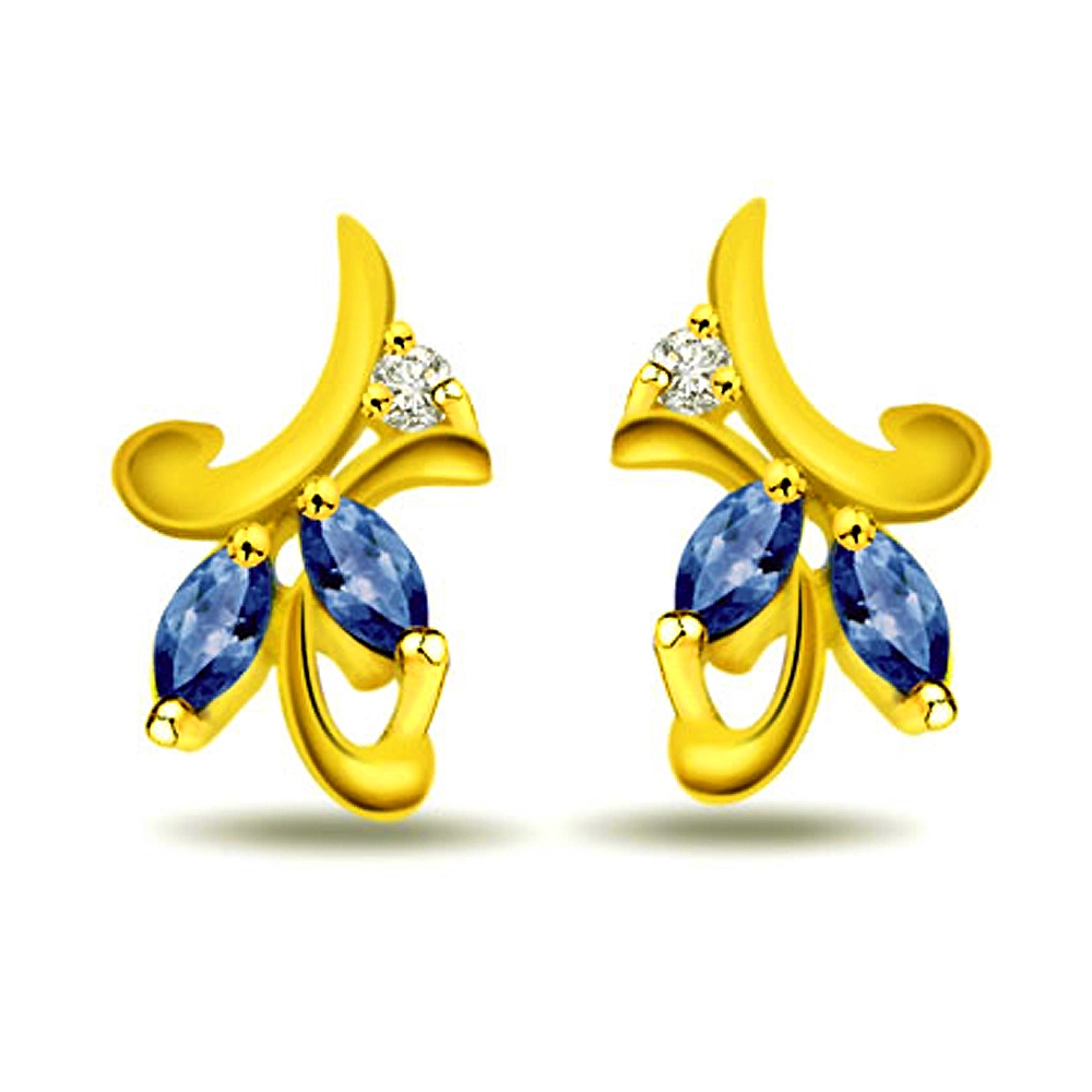 Eternal Feelings Real Diamond & Sapphire Earrings -Designer Earrings