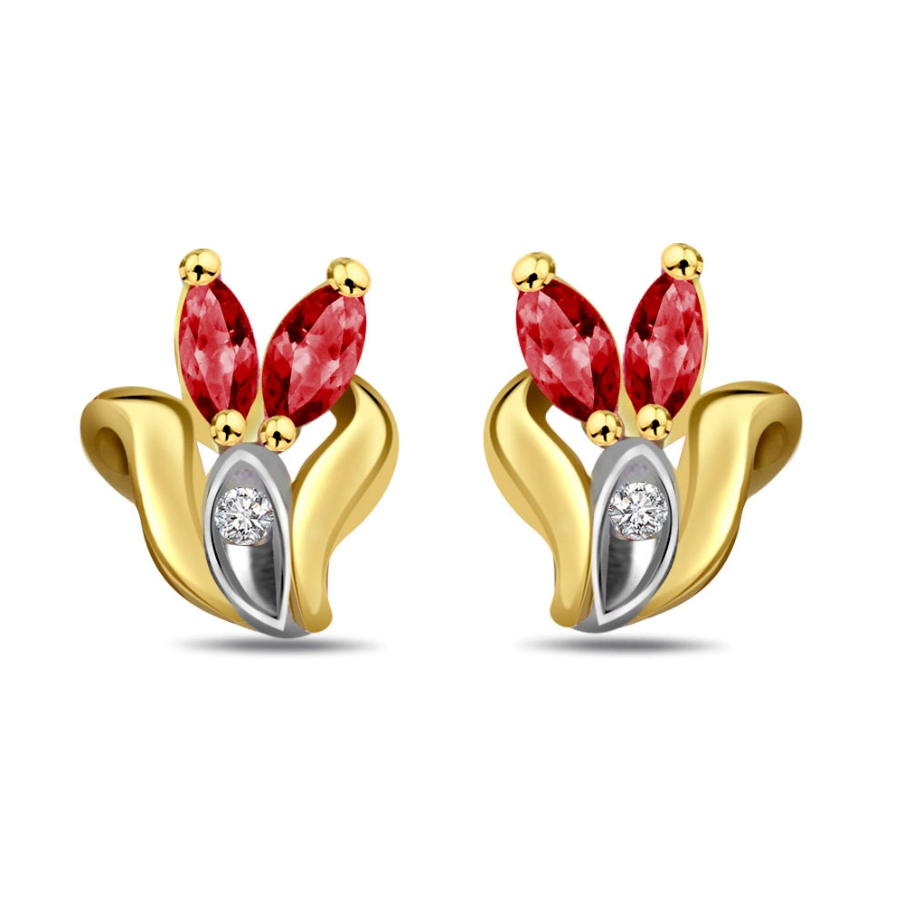Pretty Lady's Real Diamond & Ruby Earrings -Designer Earrings
