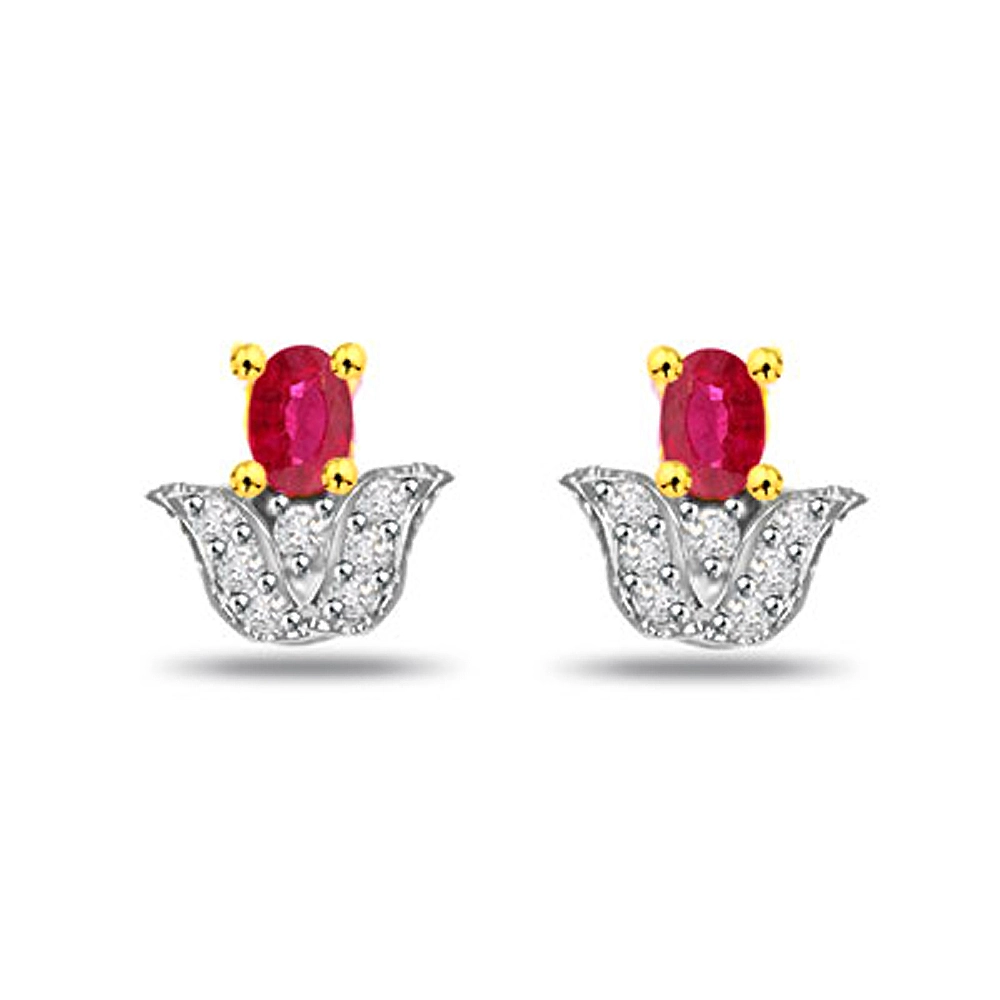 Blooming Buds Ruby & Diamond Earrings