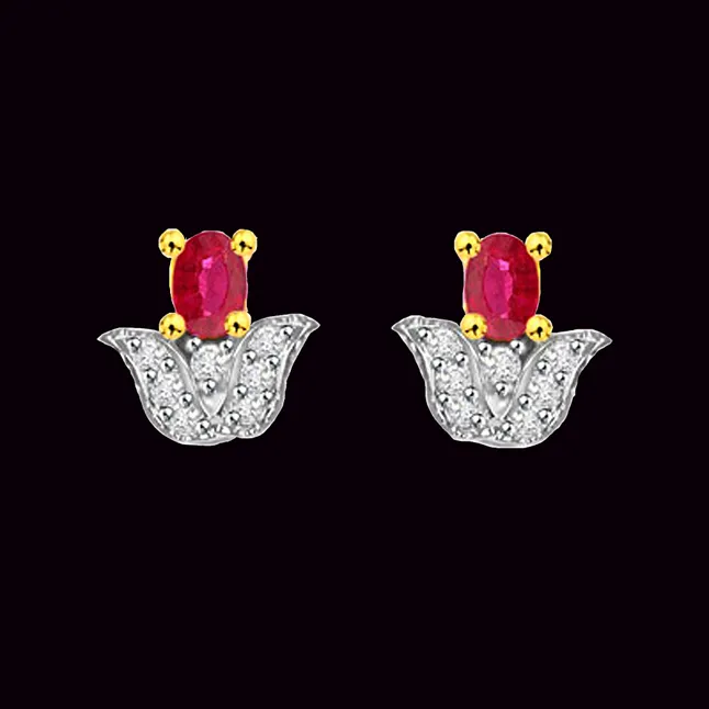 Blooming Buds Ruby & Diamond Earrings (ER230)