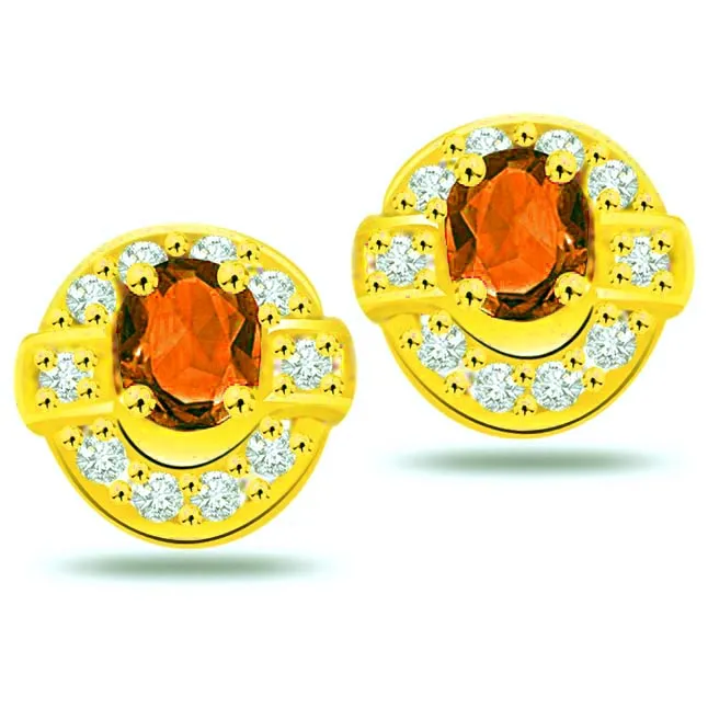 Twins Stars 0.20ct Fine Diamond & Ruby Earrings -Dia & Gemstone