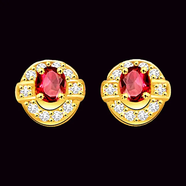 Twins Stars 0.20cts Fine Diamond & Ruby Earring (ER231)