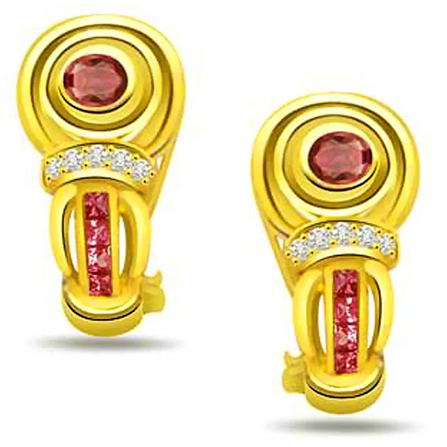Springs Burns 0.07ct Diamond Ruby Earrings -Dia & Gemstone