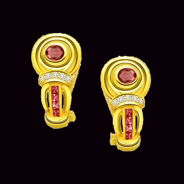 Springs Burns 0.07ct Diamond Ruby Earrings -Dia & Gemstone
