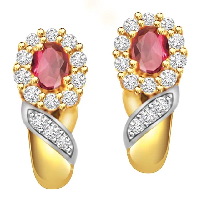 Magic Flower 0.30ct Diamond Ruby Earrings -Dia & Gemstone