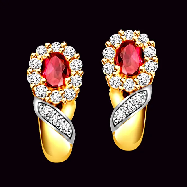 Magic Flower 0.30cts Diamond Ruby Earring (ER233)