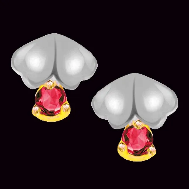 Glittering Studs 0.06cts Round Ruby Earring (ER234)