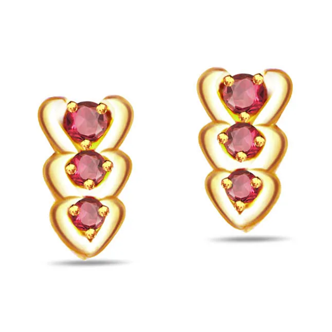Soul of Love 0.20 ct Hear Shape Ruby Earrings -Dia & Gemstone