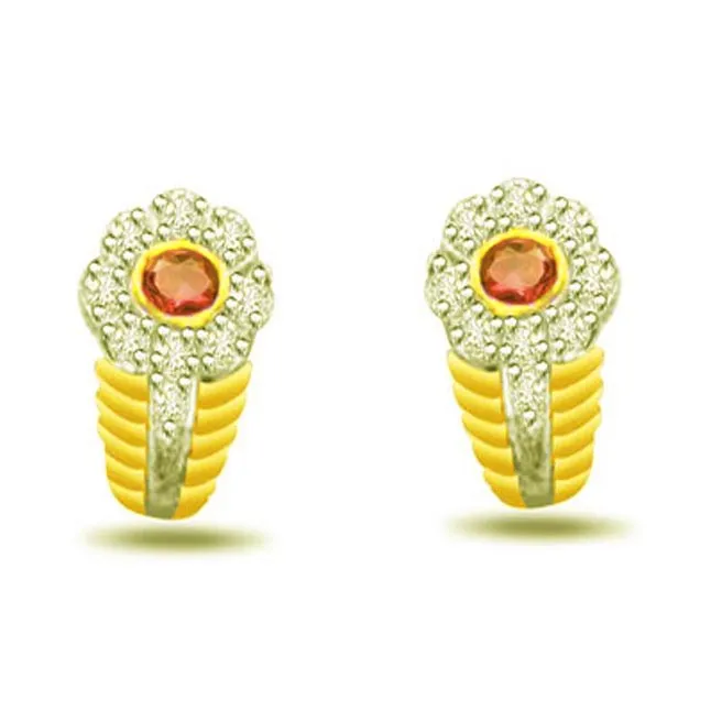 Blossom Bumble 0.18ct Diamond & Ruby Earrings -Dia & Gemstone