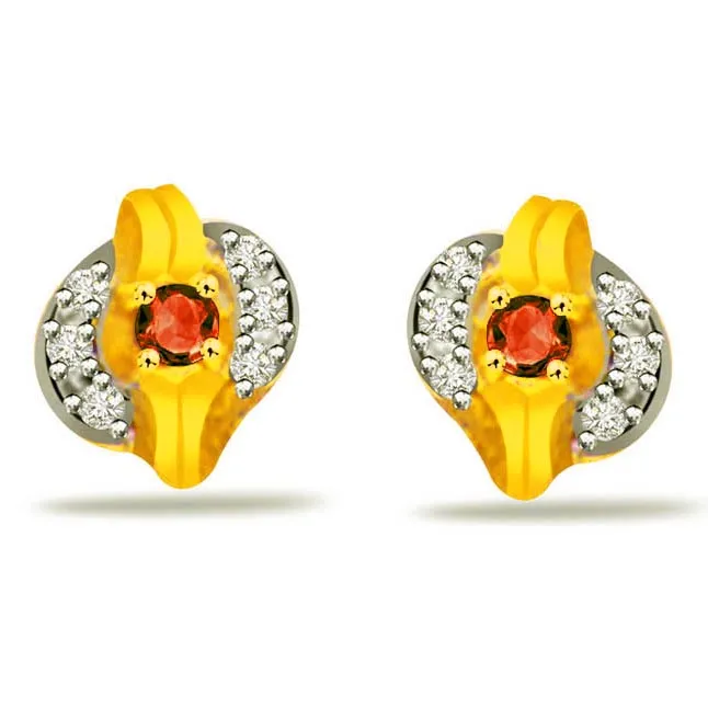 Dramatic Circle 0.18ct Ruby & Diamond Earrings -Dia & Gemstone