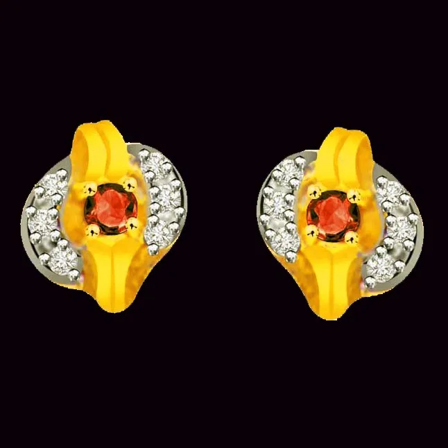 Dramatic Circle 0.18cts Ruby & Diamond Earrings (ER238)