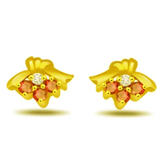 Dapper Dame Real Diamond & Ruby Earrings -Designer Earrings