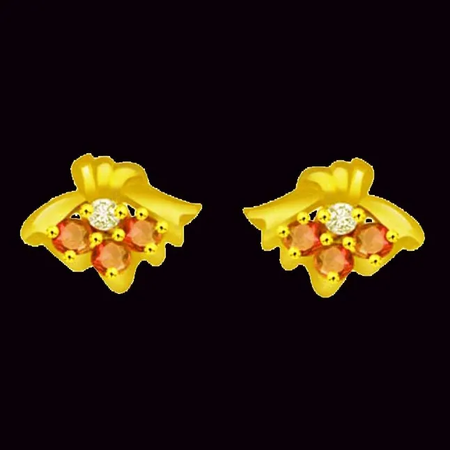 Dapper Dame Real Diamond & Ruby Earrings -Designer Earrings
