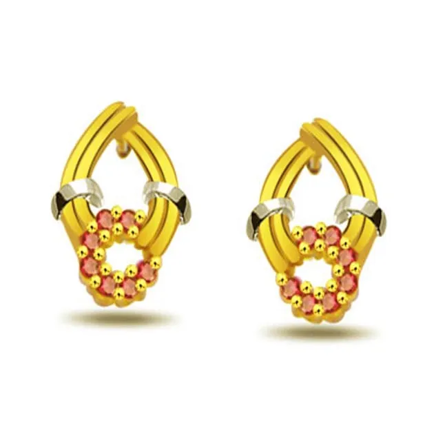 Twinkle Gold 0.42ct Ruby Gold Earrings -Dia & Gemstone