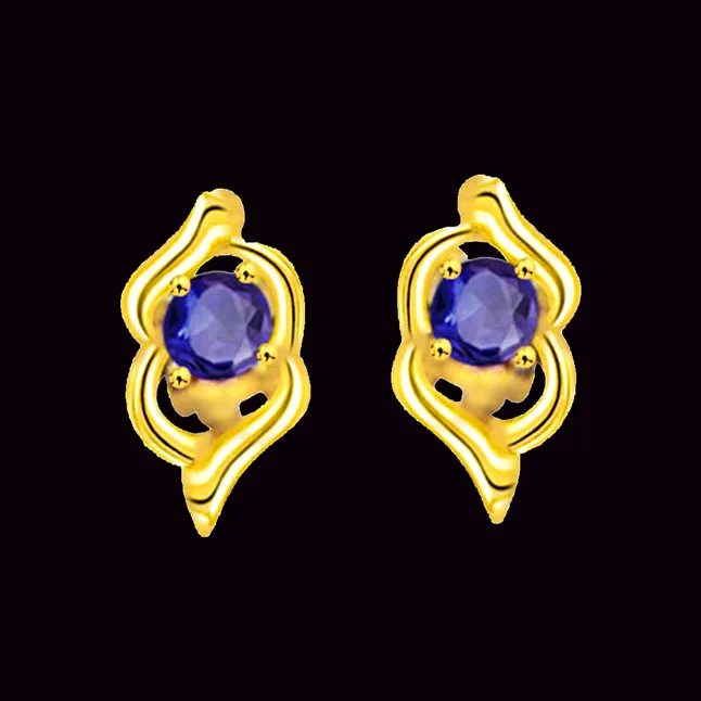 Graceful Gr eur 0.30 ct Round Sapphire Earrings -Dia & Gemstone