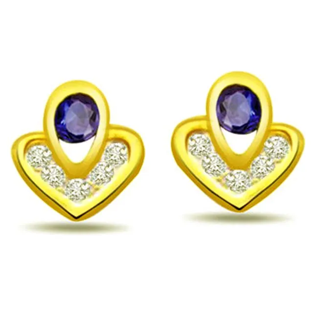 Cross My Heart 0.12 ct Diamond & Sapphire Earrings -Dia & Gemstone