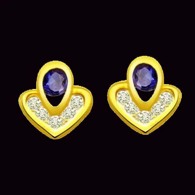 Cross My Heart 0.12 cts Diamond & Sapphire Earrings (ER246)