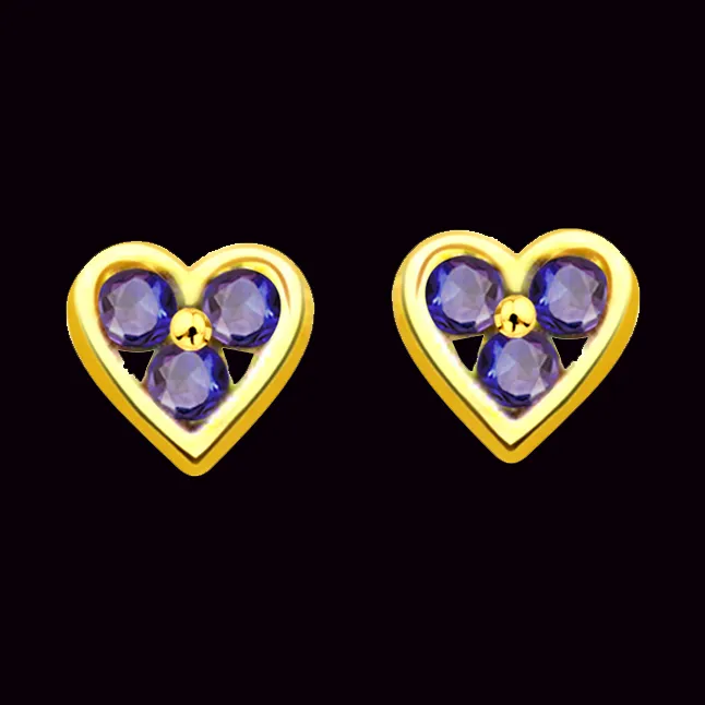Charming Heart 0.18ct Heart Shape Sapphire Earrings -Dia & Gemstone