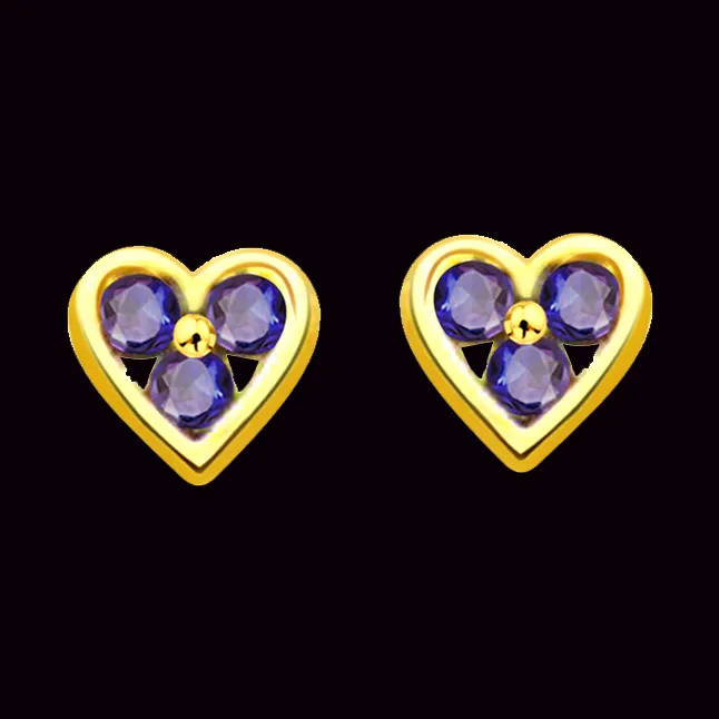 Charming Heart 0.18cts Heart Shape Sapphire Earrings (ER248)