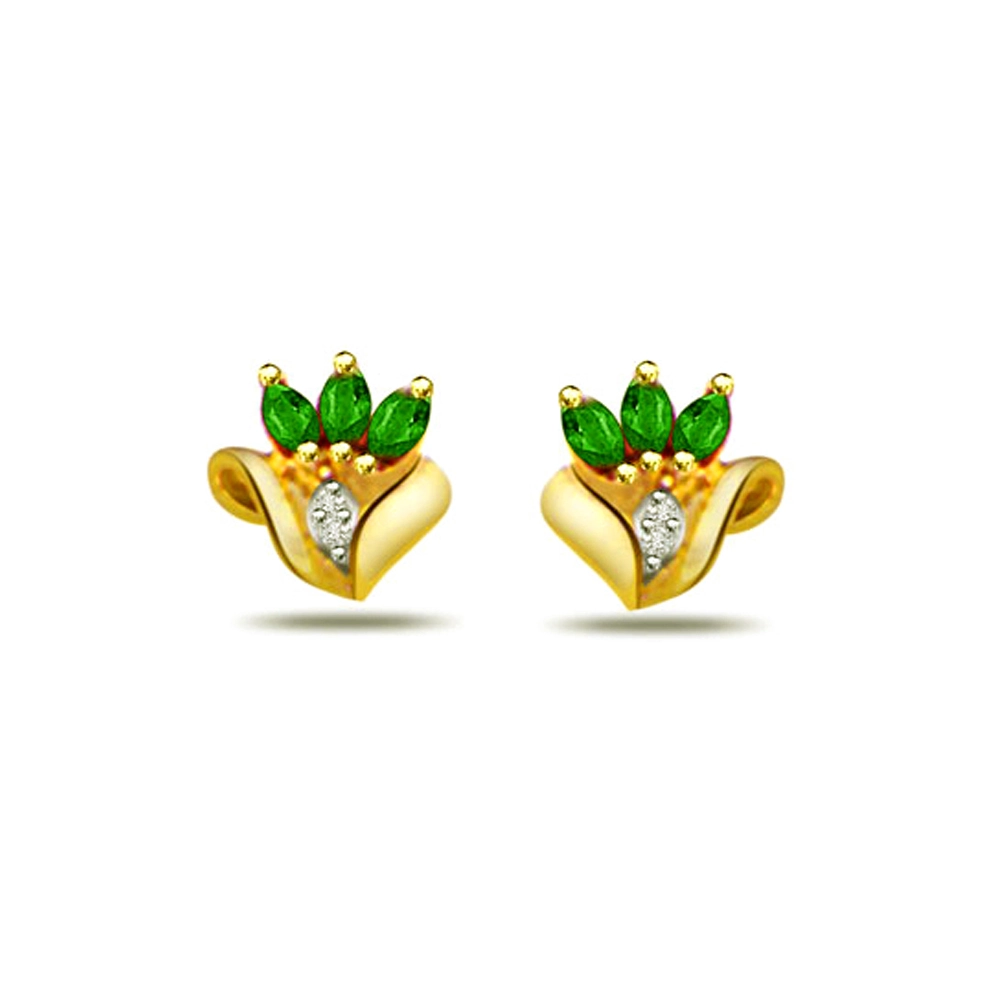 My Baby Girl Real Diamond & Emerald Earrings -Designer Earrings