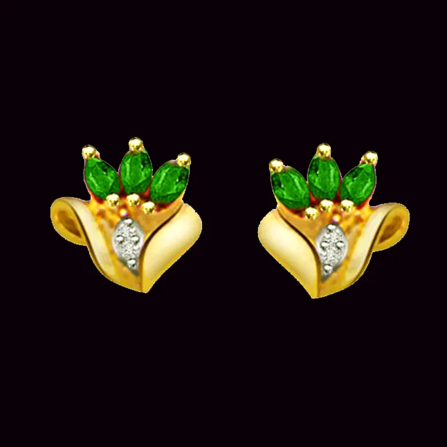 My Baby Girl Real Diamond & Emerald Earrings (ER256)