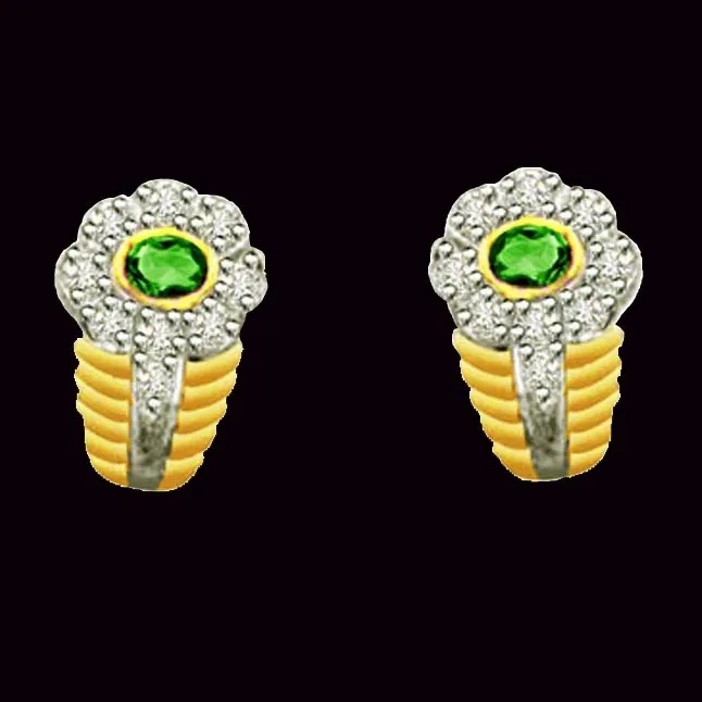 Beauty of Breeze 0.18 cts Diamond & Emerald Earrings (ER262)