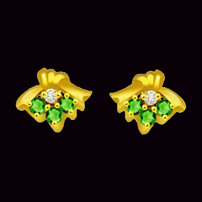 Emerald Island Bow Shape Diamond & Emerald Earring (ER264)