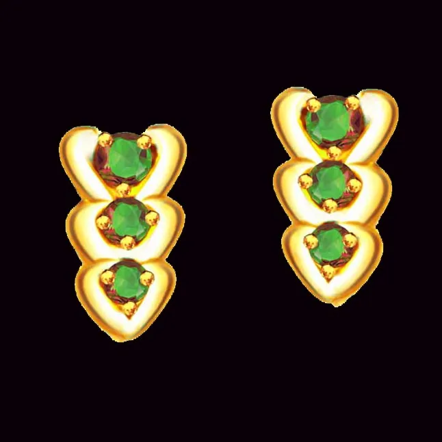 0.20 cts Heart Shape Emerald Gold Earrings (ER267)