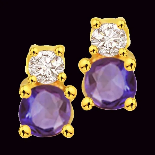 Gems of Love 0.10 ct Diamond & Sapphire Gold Earrings -Dia & Gemstone