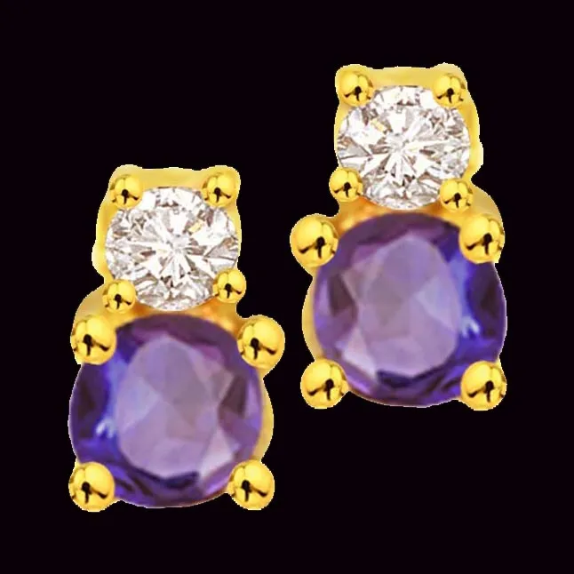 Gems of Love 0.10 cts Diamond & Sapphire Gold Earrings (ER271)