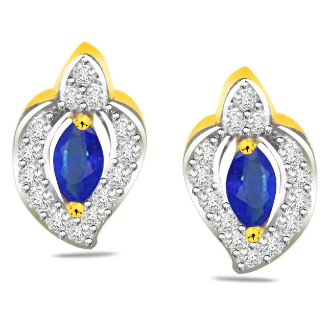 Ocean Beauty 0.28 ct Diamond & Marq Sapphire Earrings -Dia & Gemstone