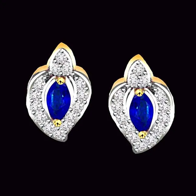 Ocean Beauty 0.28 cts Diamond & Marq Sapphire Earrings (ER281)