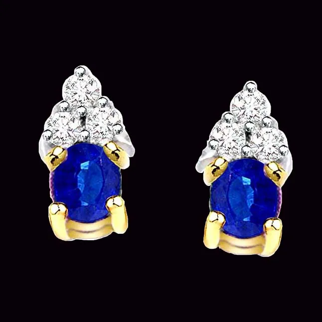 Mesmerizing Beauty Diamond & Oval Sapphire Earrings -Dia & Gemstone