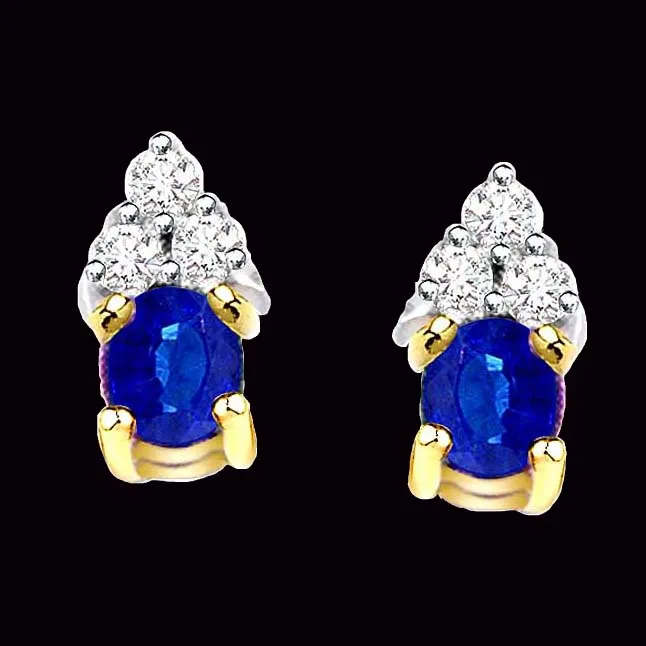 Mesmerizing Beauty Diamond & Oval Sapphire Earrings (ER282)