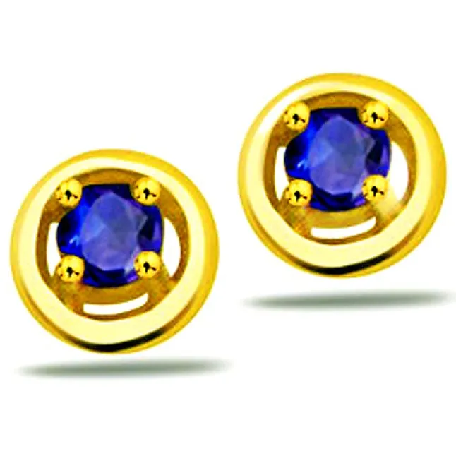 Ocean Star Classic Round Sapphire Gold Earrings -Dia & Gemstone