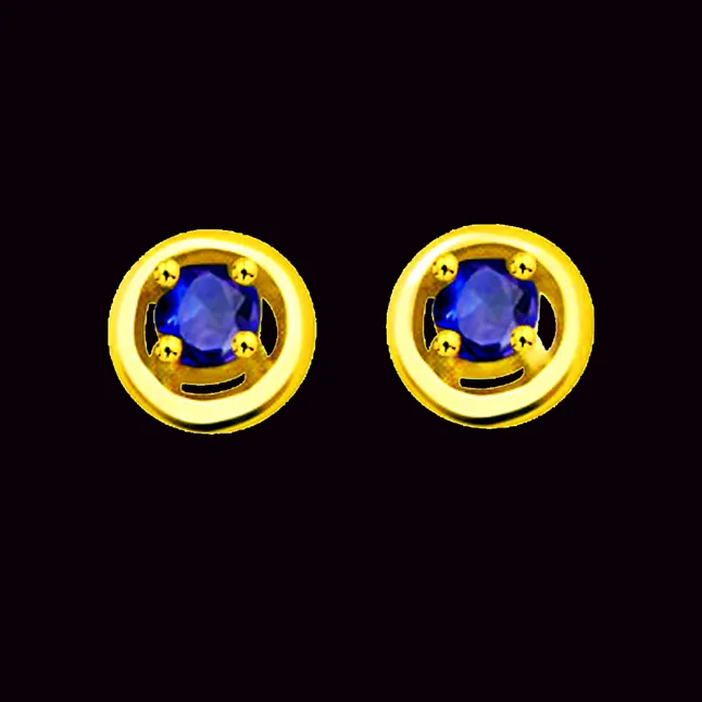 Ocean Star Classic Round Sapphire Gold Earrings (ER283)